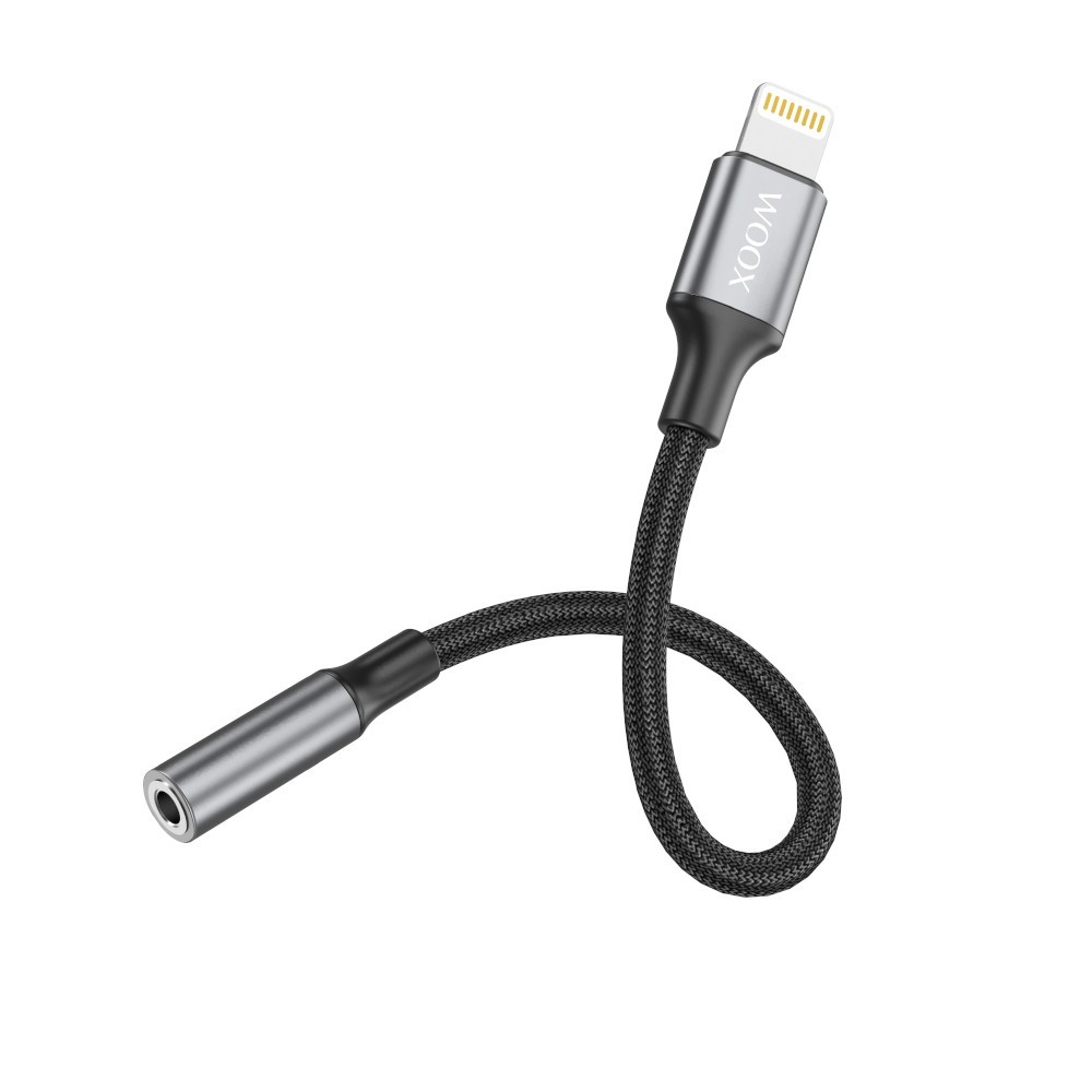 Cable de audio Bluetooth MX0039 de 3,5 mm (auxiliar/hembra) a Lightning, 0,12 m, negro