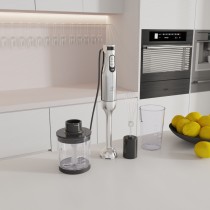 Batidora de mano 4 en 1 MX0205 de 1000 W. Incluye batidor, picadora de 500 ml y vaso de 600 ml.