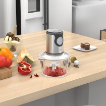 Picadora de alimentos eléctrica MX0197 350W 2.0L recipiente de vidrio Control de dos velocidades - transparente