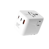 Adaptador de viaje universal MX0186 PD 20W con 2 puertos Tipo-C + 1 USB - blanco