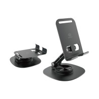 Soporte para teléfono de escritorio MX0160 con ajuste de 360 grados, metal, negro