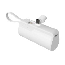 Banco de energía MX0138 5000 mAh 5 V 2 A con cable IP y adaptador tipo C ABS + PC (blanco)