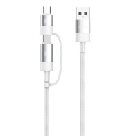 Cable de datos 2 en 1 MX0001 USB a Micro+Tipo C 30 W 1 m - blanco