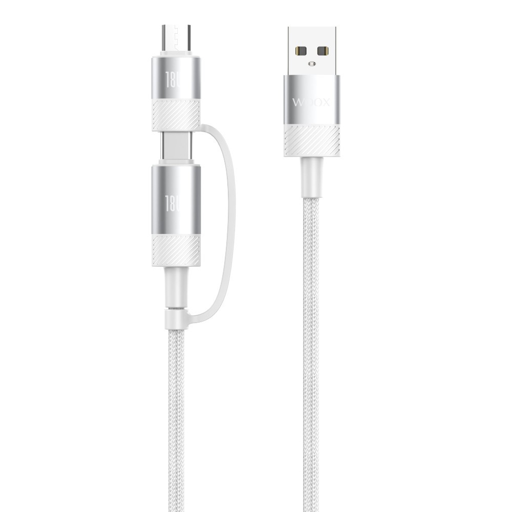 Cable de datos 2 en 1 MX0001 USB a Micro+Tipo C 30 W 1 m - blanco
