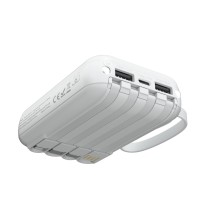 Banco de energía MX0137 5400 mAh 5 V 2 A con 4 cables ABS + PC - blanco