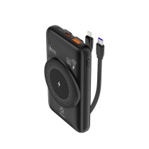 Banco de energía 2 en 1 y carga inalámbrica MX0133 30000 mAh 22,5 W, carga inalámbrica 15 W con 2 cables ABS + PC (blanco)