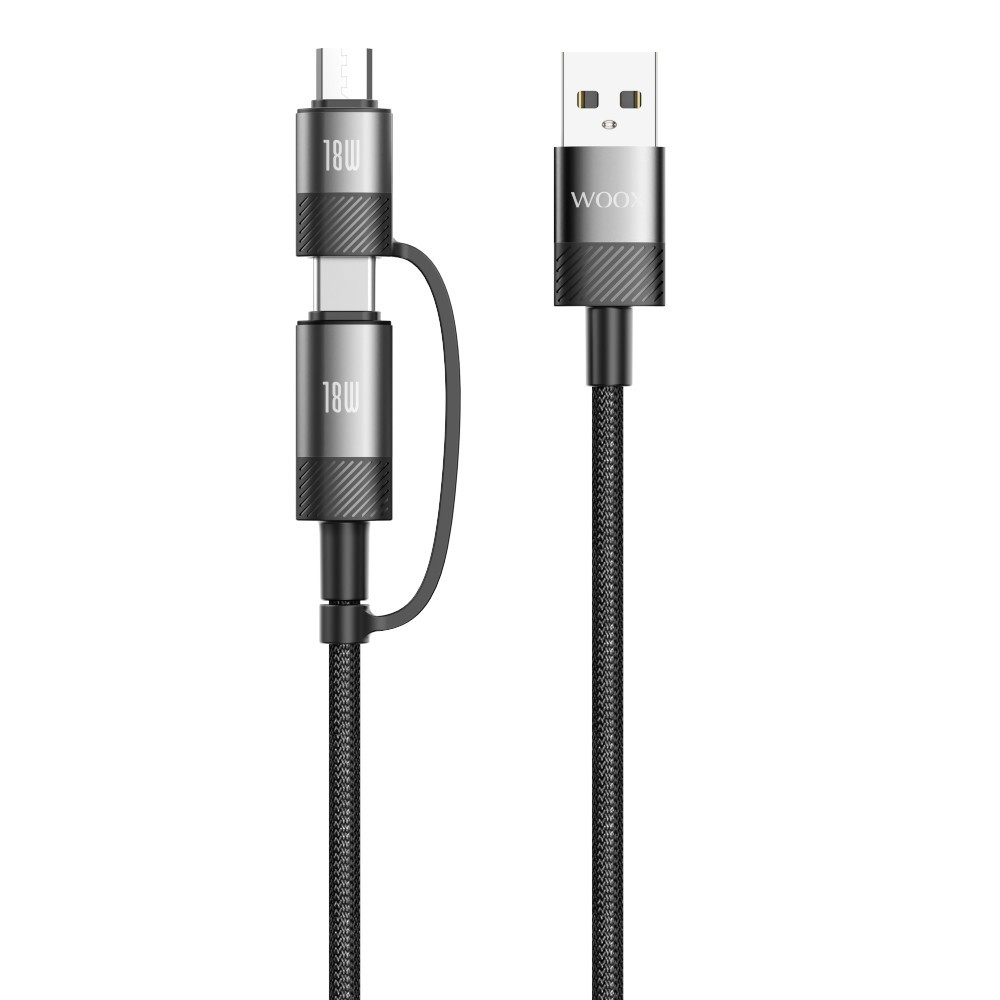 Cable de datos 2 en 1 MX0001 USB a Micro+Tipo C 30 W 1 m - blanco