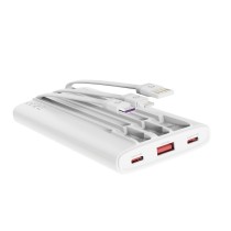 Banco de energía MX0131 10000 mAh 22,5 W con 3 cables ABS+PC-blanco