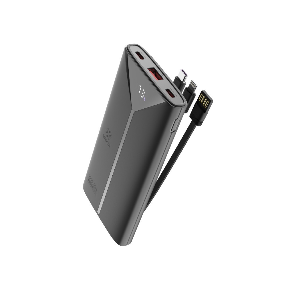 Banco de energía MX0131 10000 mAh 22,5 W con 3 cables ABS+PC-blanco