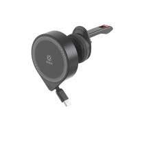 Cargador inalámbrico magnético para coche MX0058 de 15 W con cable tipo C (20 W), color negro