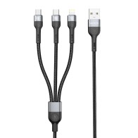 Cable de datos 3 en 1 MX0026 USB a Micro+Tipo C+ Lightning 18 W 1 m - Negro