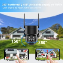 Kit de Seguridad PTZ al Aire Libre R3569 - Energía Solar+Batería, 2K/3MP HD, Rotación 265°/100°, Wi-Fi 2.4GHz