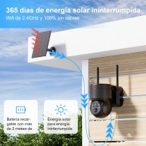 Kit de Seguridad PTZ al Aire Libre R3569 - Energía Solar+Batería, 2K/3MP HD, Rotación 265°/100°, Wi-Fi 2.4GHz