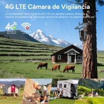 Kit de Cámara PTZ 4G Inteligente al Aire Libre R4250 - Solar+Batería, Rotación 350°/75°, 1080p HD, Antena 4G Externa