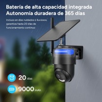 Kit de Cámara PTZ 4G Inteligente al Aire Libre R4250 - Solar+Batería, Rotación 350°/75°, 1080p HD, Antena 4G Externa