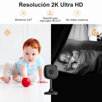 Cámara Inteligente Interior Elegante 2K HD R4208, Bluetooth/Wi-Fi 2.4GHz, Monitoreo 24/7