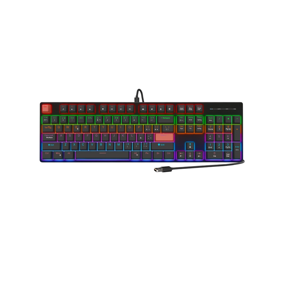 Wired Keyboard MX0277 104 key Rianbow 1.5M Spanish-black