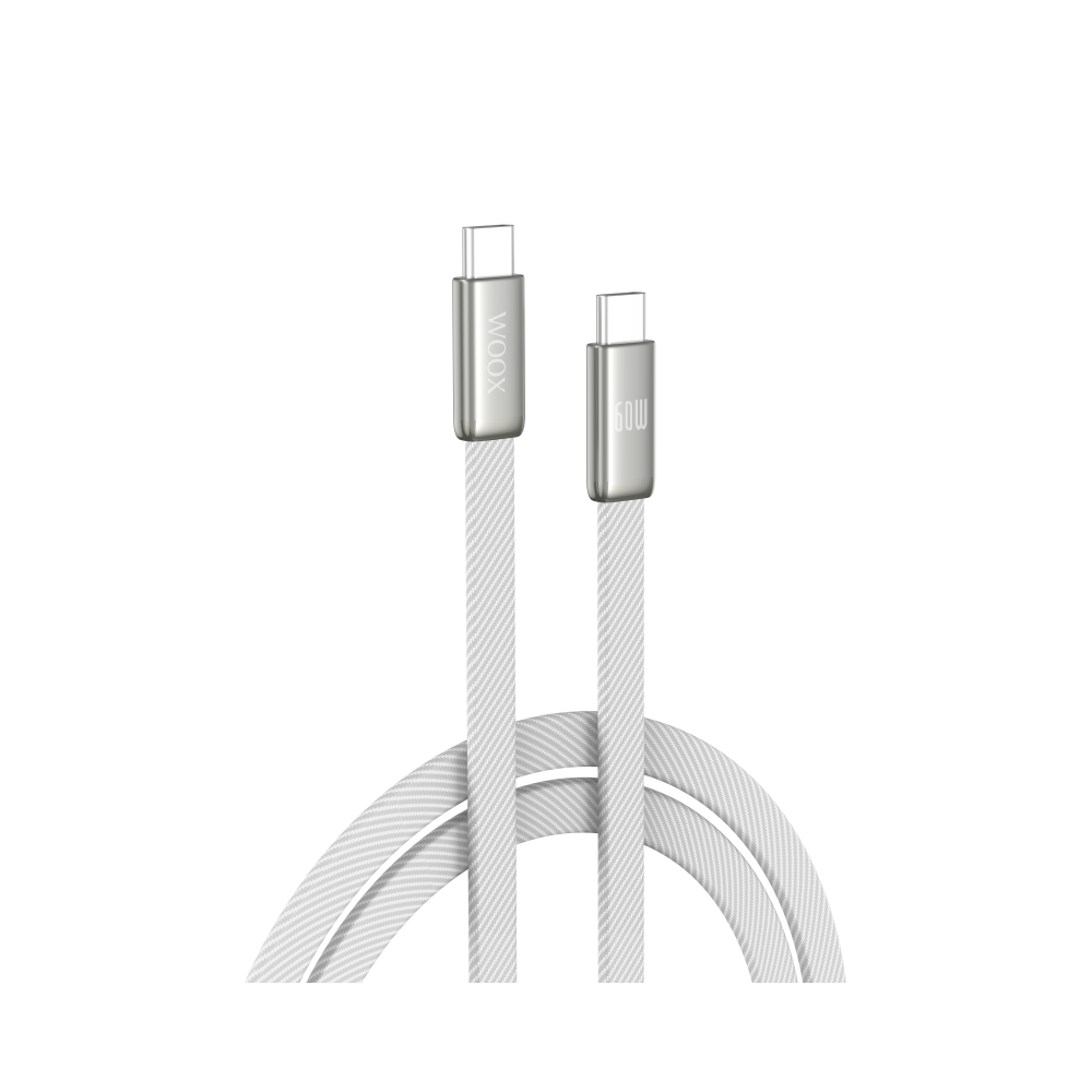 Cable de datos MX0255 USB-C a USB-C 60W 1 m, plano y trenzado