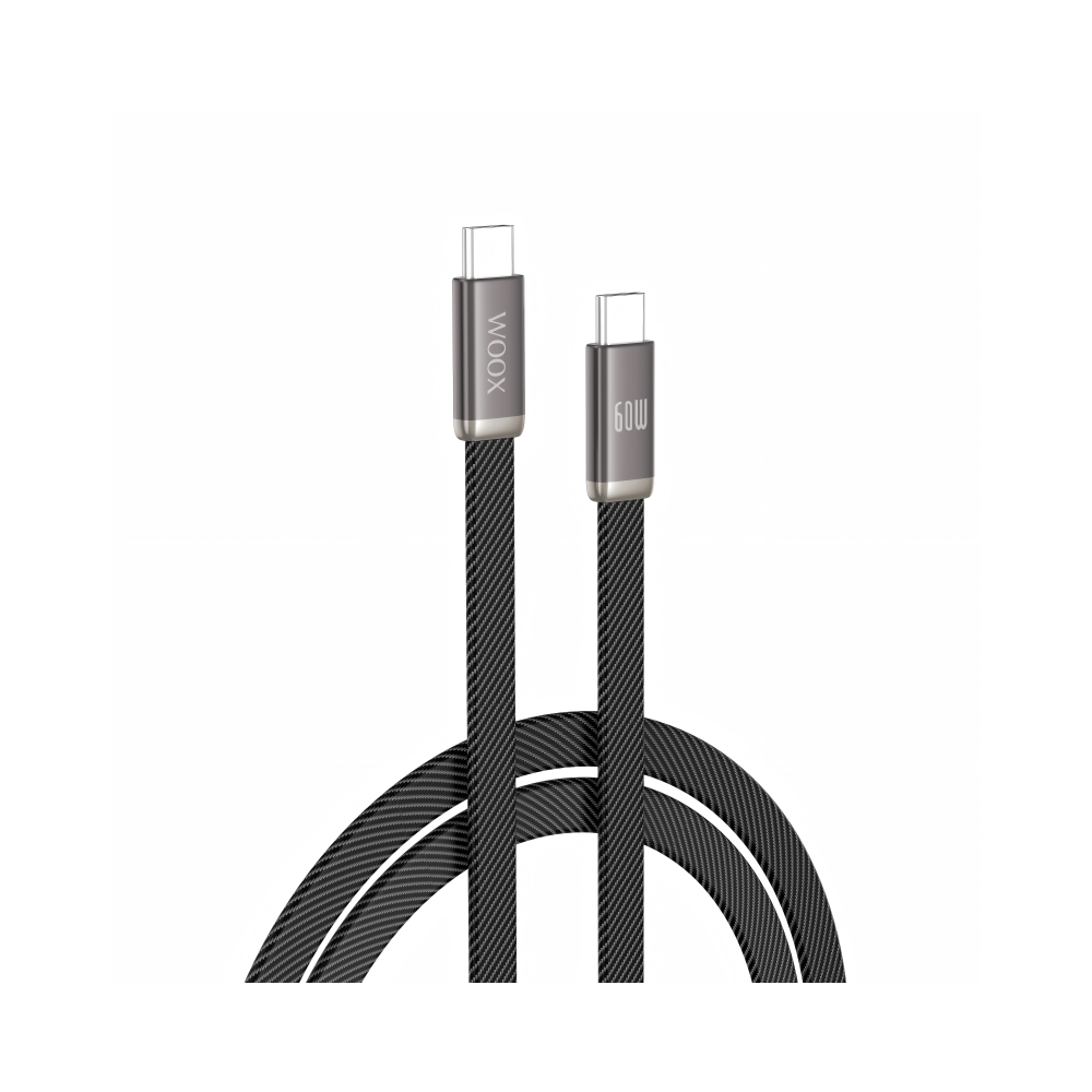 Cable de datos MX0255 USB-C a USB-C 60W 1 m, plano y trenzado