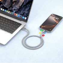 Cable de datos MX0255 USB-C a USB-C 60W 1 m, plano y trenzado