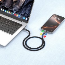 Cable de datos MX0255 USB-C a USB-C 60W 1 m, plano y trenzado