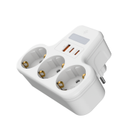 Toma de corriente UE MX0312 3680W con 3 tomas + 2 USB + 1 PD 20W — Blanco