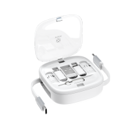 Caja de cables de datos MX0282, incluye cable C a C, adaptador C a Micro, C a A, C a L, SIM y TF, y pin de extracción de SIM.