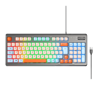 Teclado gaming con cable MX0507 de 94 teclas, retroiluminado, distribución en español, cable de 1,5 m, multicolor.