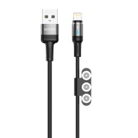 Cable de datos magnético 3 en 1 MX0035 USB a Micro+Tipo C+ Lightning 3A 1 m - Negro