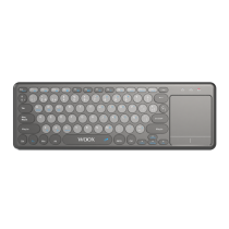 Teclado inalámbrico BTS MX0508 con panel táctil, funciona con 2 pilas AAA, distribución en español, color negro.