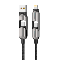 Cable de datos 4 en 1 MX0509 USB-C y USB-A a USB-C y Lightning (negro)