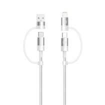 Cable de datos 4 en 1 MX0036 USB+Tipo C a Tipo C+ Lightning 3A 1 m - Blanco