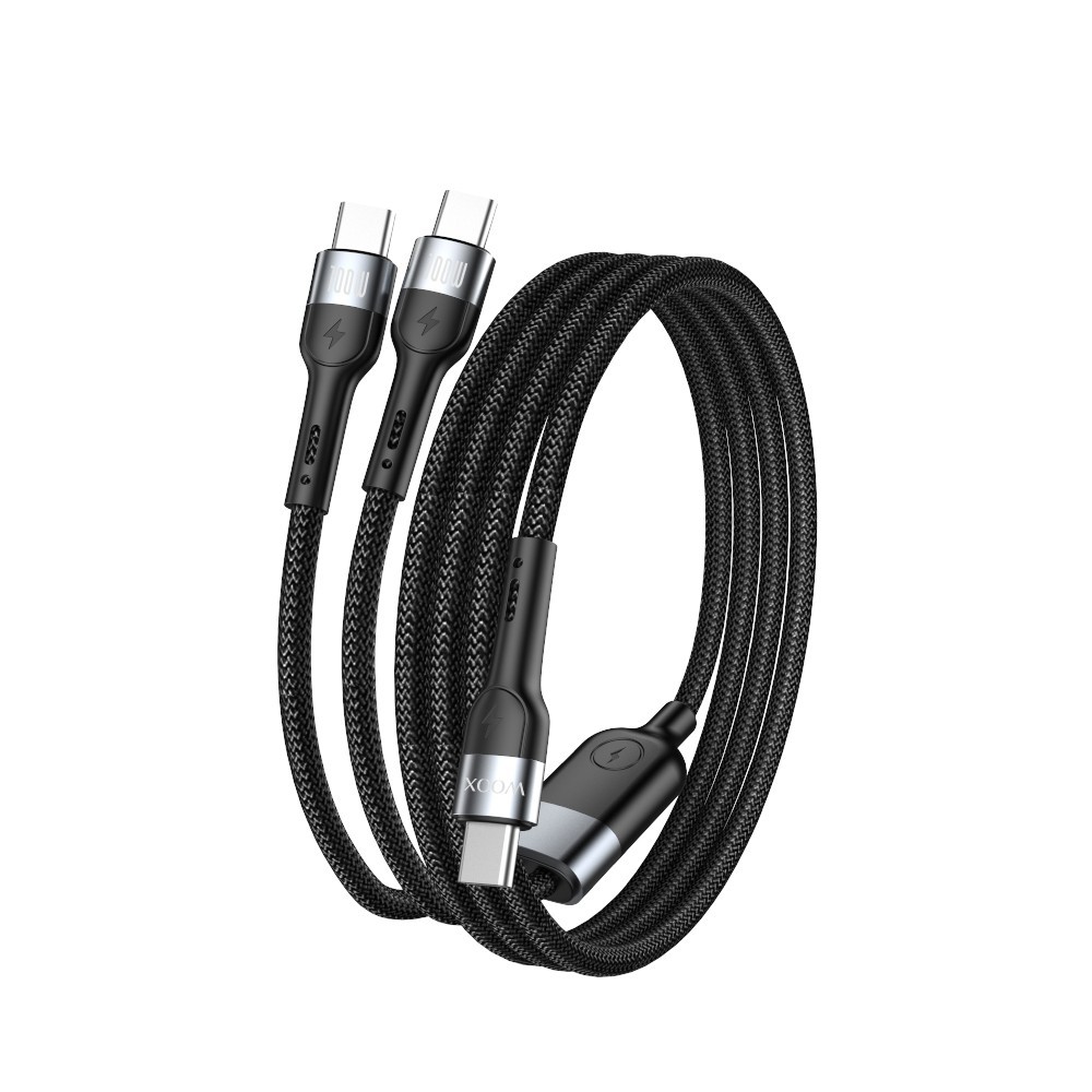 Cable de datos MX0037 Tipo-C a Tipo-C*2 5A 1,5 m - negro